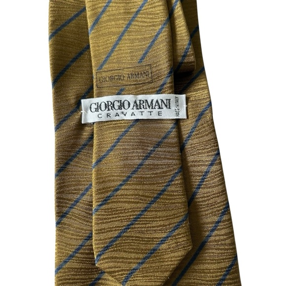 Giorgio Armani Silk Tie Bronze and Blue Stripes - Picture 3 of 3